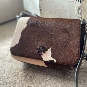Tory Burch Brown and Cream 💯 Cowhide Crossbody Bag